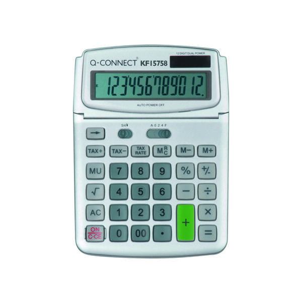 Q-Connect Large Table Top 12 Digit Calculator Grey KF15758