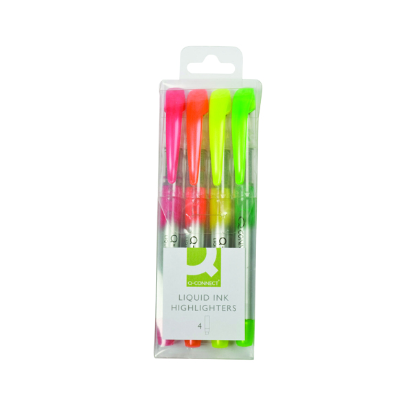 Q-Connect Liquid Ink Highlighter Assorted (Pack of 4) KF16127