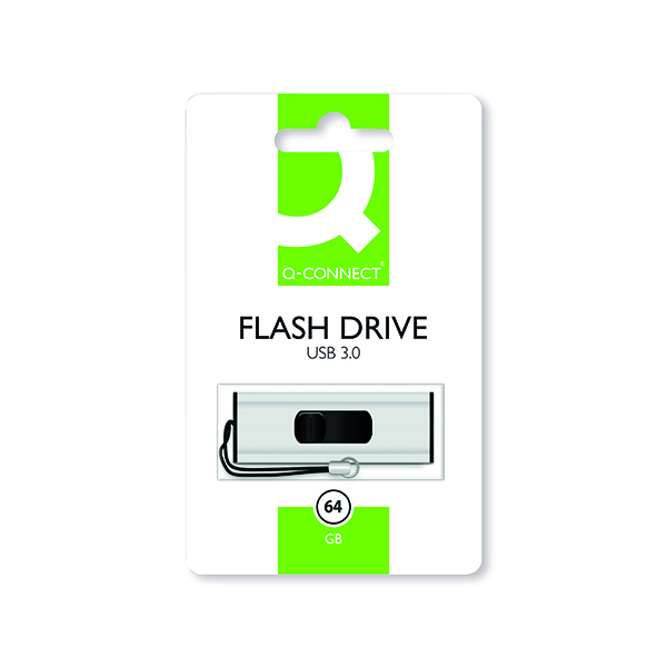 Q-Connect USB 3.0 Slider 64GB Flash Drive Silver/Black KF16371
