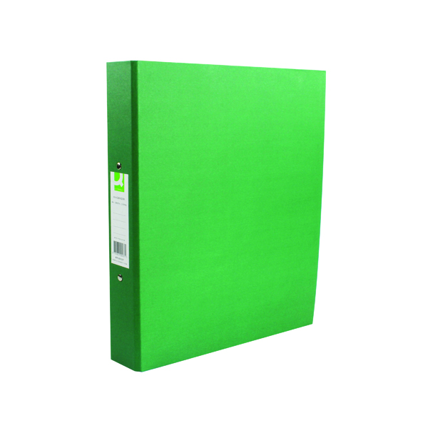 Q-Connect 2 Ring 25mm Paper Over Board Green A4 Binder (10 Pack) KF20037