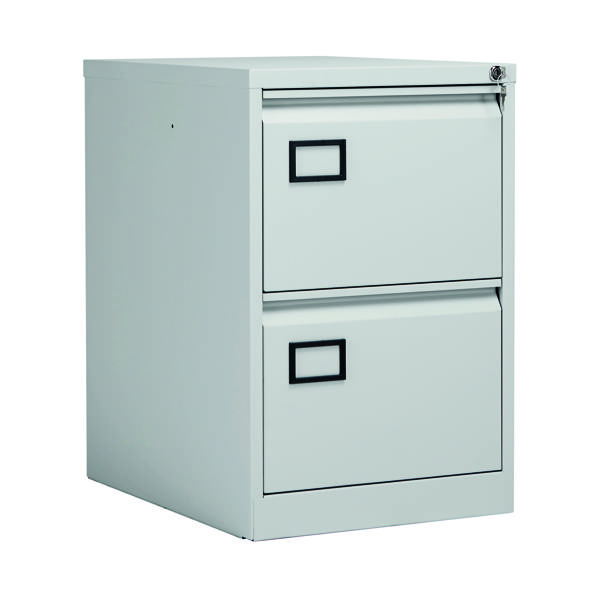 Jemini 2 Drawer Filing Cabinet Lockable 470x622x711mm Light Grey KF20042