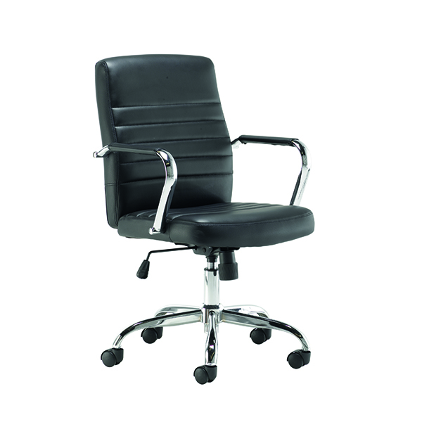 Jemini Amalfi Meeting Chair 630x630x885-980mm Leather Look Black KF79135