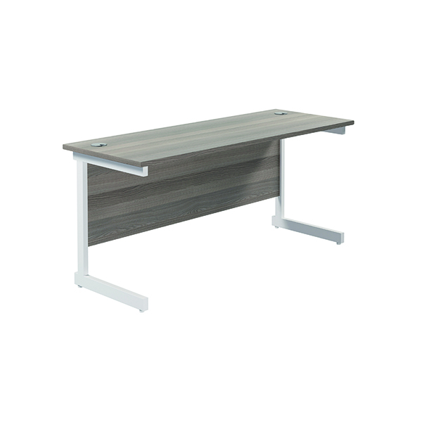 Jemini Single Rectangular Desk 1800x600x730mm Grey Oak/White KF800834