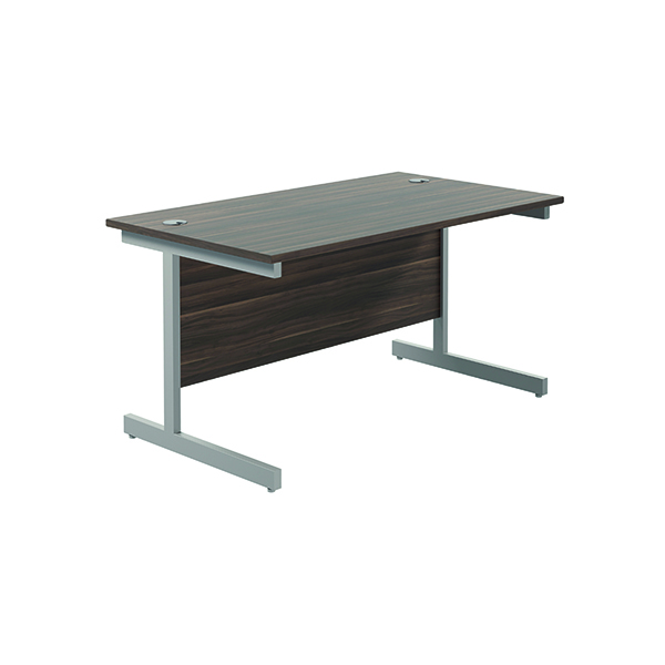 Jemini Single Rectangular Desk 1200x800x730mm Dark Walnut/Silver KF801055