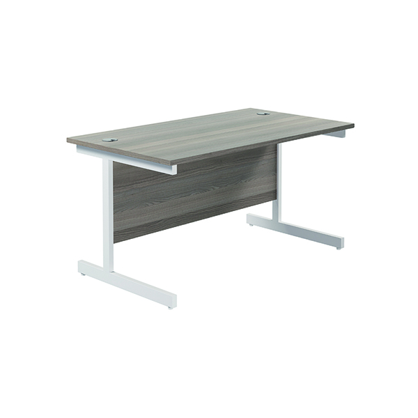 Jemini Single Rectangular Desk 1200x800x730mm Grey Oak/White KF801077