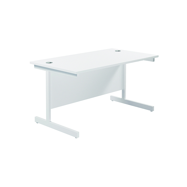 Jemini Single Rectangular Desk 1200x800x730mm White/White KF801099