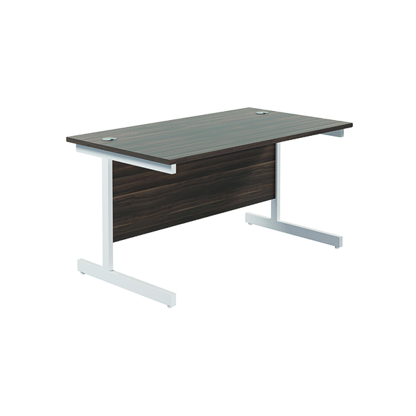 Jemini Single Rectangular Desk 1200x800x730mm Dark Walnut/White KF801110