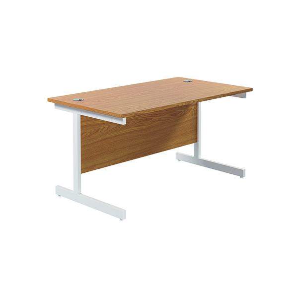 Jemini Single Rectangular Desk 1400x800x730mm Nova Oak/White KF801200