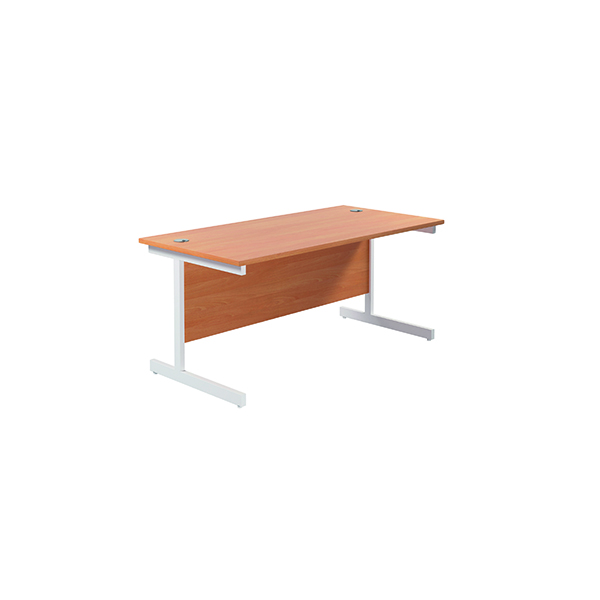 Jemini Single Rectangular Desk 1600x800x730mm Beech/White KF801306