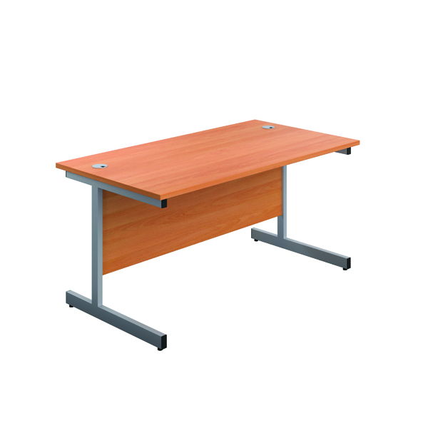 First Rectangular Cantilever Desk 1400x800x730mm Beech/Silver KF803379