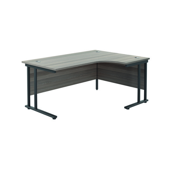 Jemini Radial Right Hand Double Upright Cantilever Desk 1800x1200x730mm Grey Oak/Black KF803812