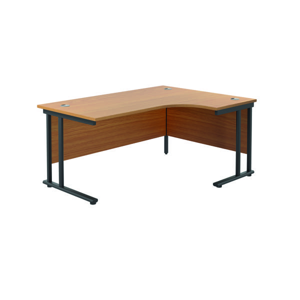 Jemini Radial Right Hand Double Upright Cantilever Desk 1800x1200x730mm Nova Oak/Black KF803836