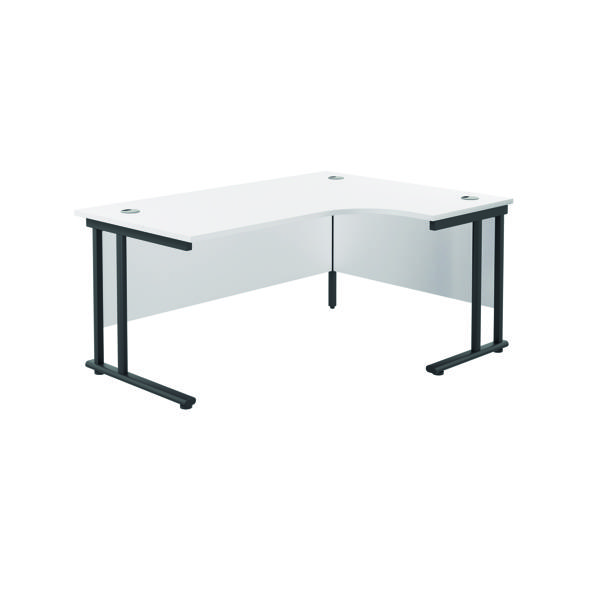 Jemini Radial Right Hand Double Upright Cantilever Desk 1800x1200x730mm White/Black KF803843