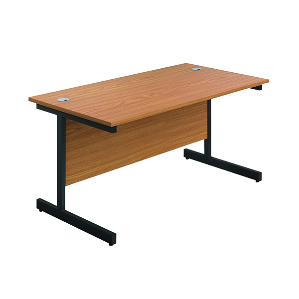 Jemini Rectangular Single Upright Cantilever Desk 1200x800x730mm Nova Oak/Black KF803973
