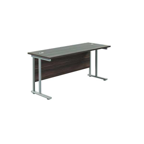 Jemini Rectangular Cantilever Desk 1800x600x730mm Dark Walnut/Silver KF806615