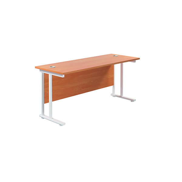 Jemini Rectangular Cantilever Desk 1800x600x730mm Beech/White KF806622