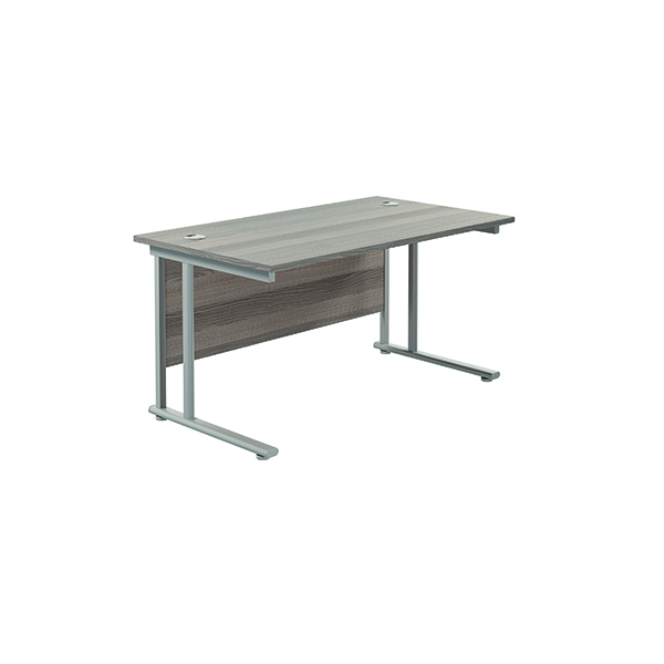 Jemini Rectangular Cantilever Desk 1200x800x730mm Grey Oak/Silver KF806813