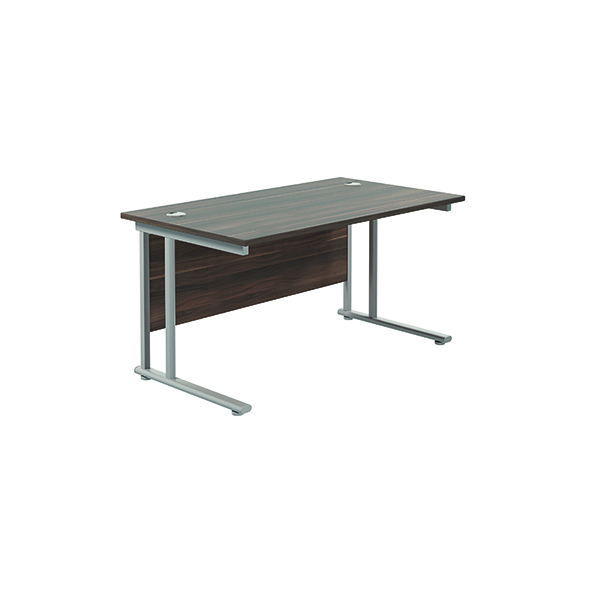 Jemini Rectangular Cantilever Desk 1200x800x730mm Dark Walnut/Silver KF806851