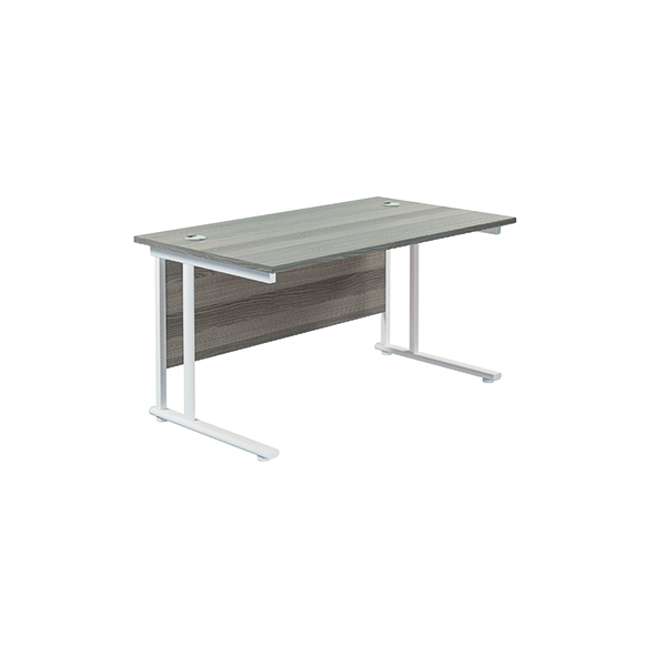Jemini Rectangular Cantilever Desk 1400x800x730mm Grey Oak/White KF806998
