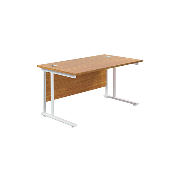 Jemini Rectangular Cantilever Desk 1400x800x730mm Nova Oak/White KF807001