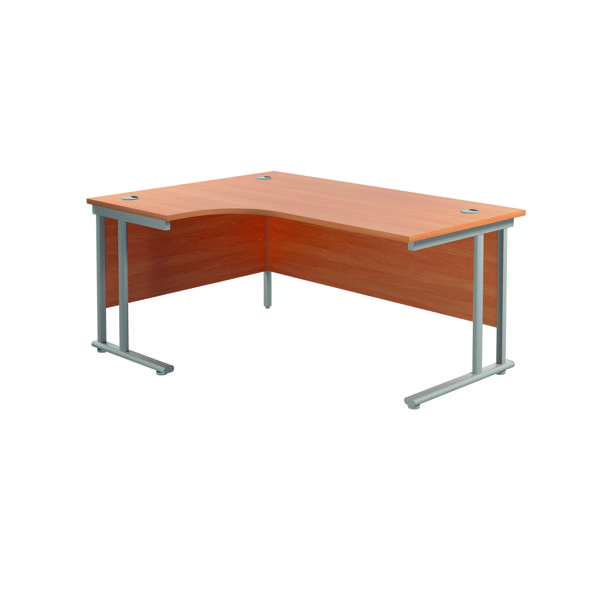 Jemini Radial Left Hand Cantilever Desk 1800x1200x730mm Beech/Silver KF807766