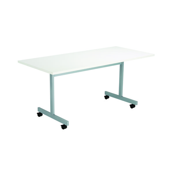 Jemini Rectangular Tilting Table 1600x700x730mm White/Silver KF846062