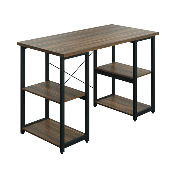 Jemini Soho Desk 4 Straight Shelves 1200x600x770mm Dark Walnut/Black SD07BKDW