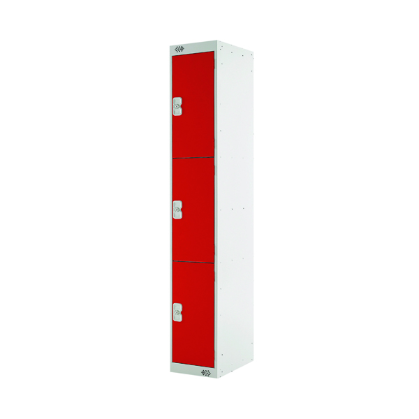 Three Compartment Locker 300x450x1800mm Red Door MC00053