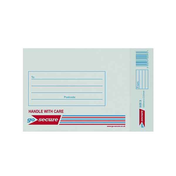 GoSecure Bubble Lined Envelope Size 3 150x215mm White (Pack of 20) PB02131