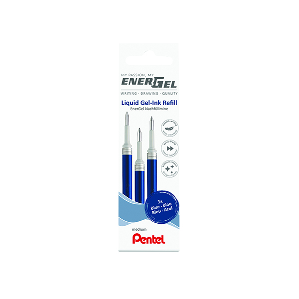 Pentel EnerGel Refill Wallet Blue (Pack of 3) LR7-3C