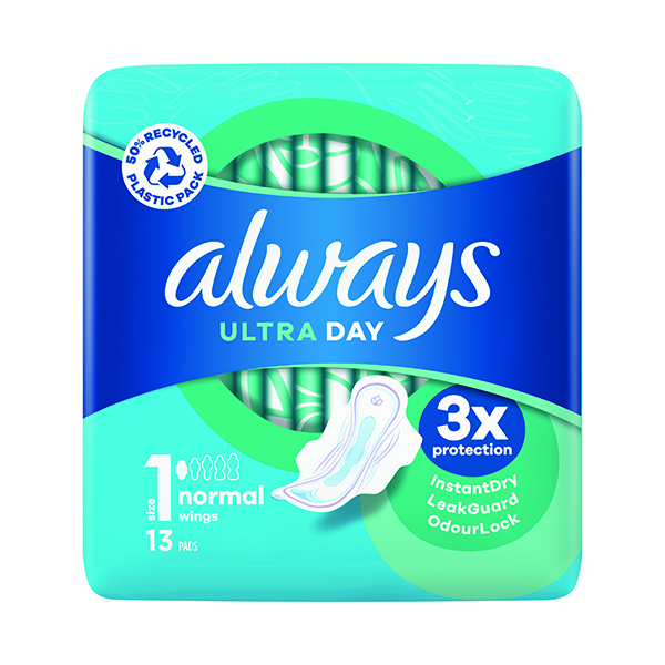 Always Ultra Day Sanitary Pads Normal With Wings Size 1 Packet x13 Pads (Pack of 16) C005790