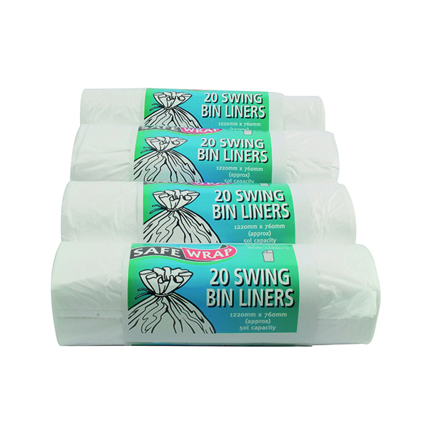 Safewrap Standard Swing Bin Liner White (80 Pack) 0441