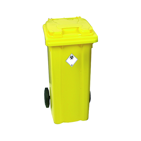Yellow Clinical Waste 2 Wheel Refuse Container 120 Litres 377918