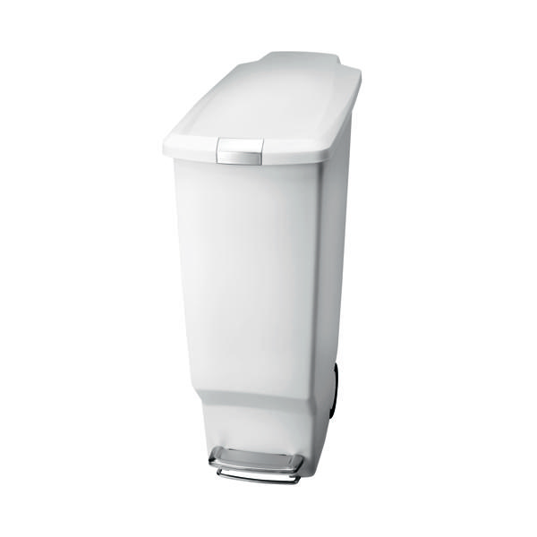 White Slim Plastic Pedal Bin 40L 382649
