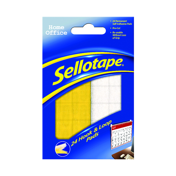 Sellotape Sticky Hook and Loop Pads 20mmx20mm (24 Pack) SE4542