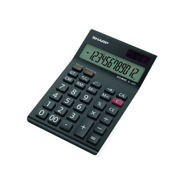 Sharp Black EL-124AT Desktop Calculator (Four key memory stores numbers) EL124ATWH