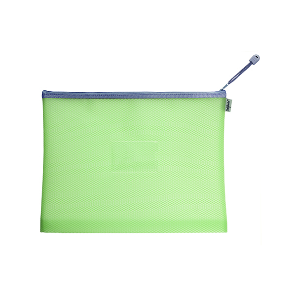 Snokpake EVA Mesh High Capacity Zippa Bag Foolscap Pastel Green (Pack of 3) 15905