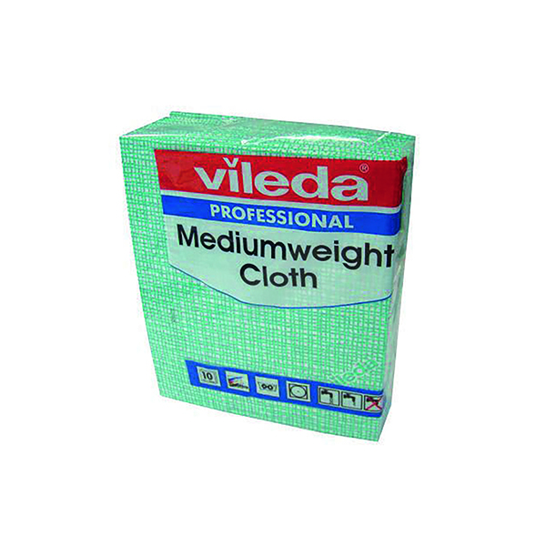 Vileda Medium Weight Cloth Green (10 Pack) 106401