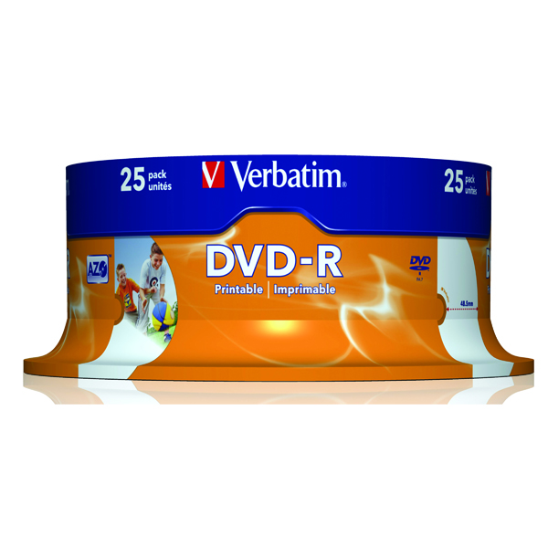 Verbatim DVD-R Spindle 16x 4.7GB (Pack of 25) 43489