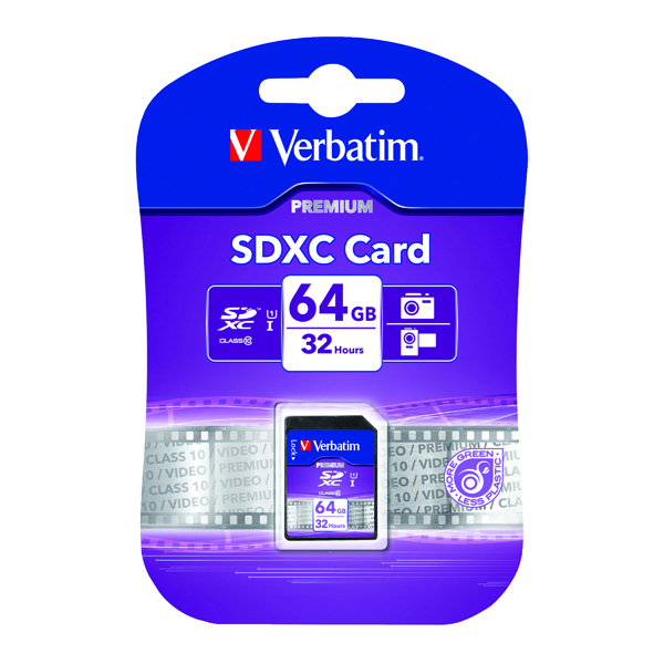 Verbatim Premium SDXC Class 10 UHS-I U1 64GB Memory Card 44024