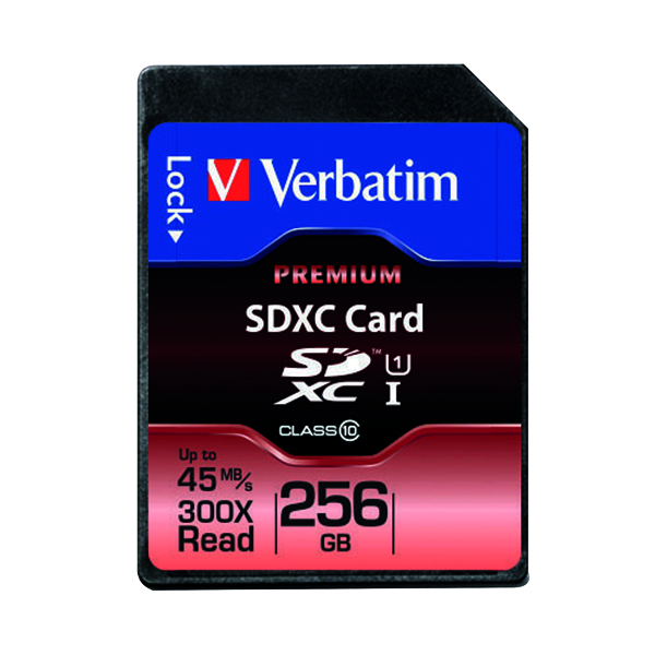 Verbatim Premium SDXC Memory Card Class 10 UHS-I U1 256GB 44026