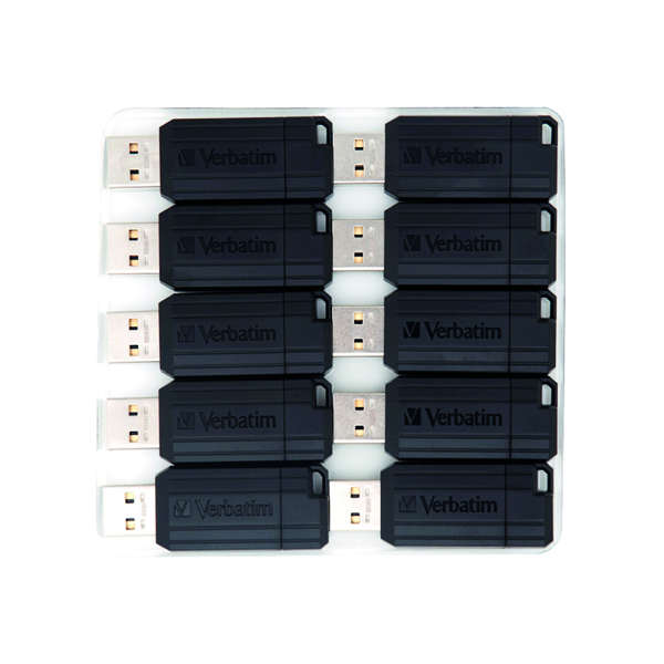 Verbatim Pinstripe USB Drive 16GB Black (10 Pack) 49046