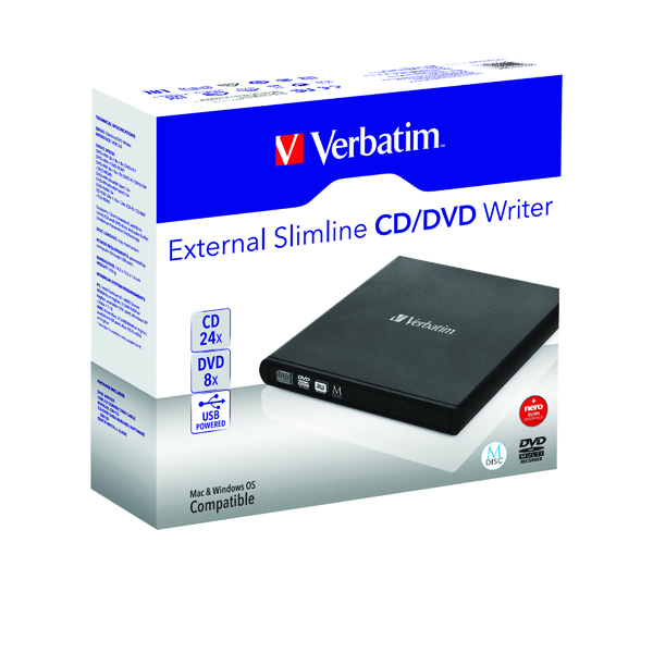 Verbatim Black Mobile DVD Rewriter USB 2.0 (Fully compliant with MDISC archive technology) 98938